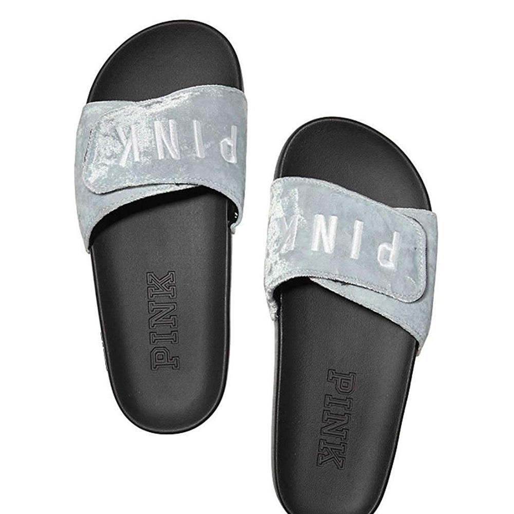 Victoria's Secret Cross Over Velour Slides Sandals